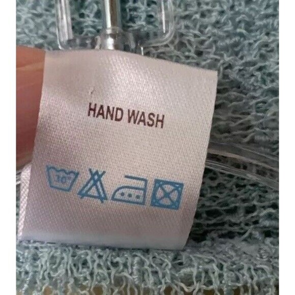 Sea & Sand Sleeveless Cardigan Top Medium Mesh Netting Aqua Blue Scarf Front B1 - Picture 5 of 5